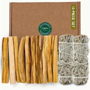 Smudge Purification Gift Set 12 Palo Santo 2 White Sage Ecofriendly NIP